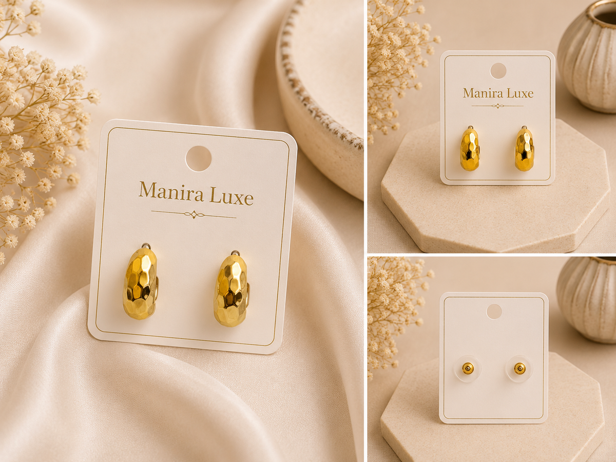 Hammered Gold Hoop Earrings