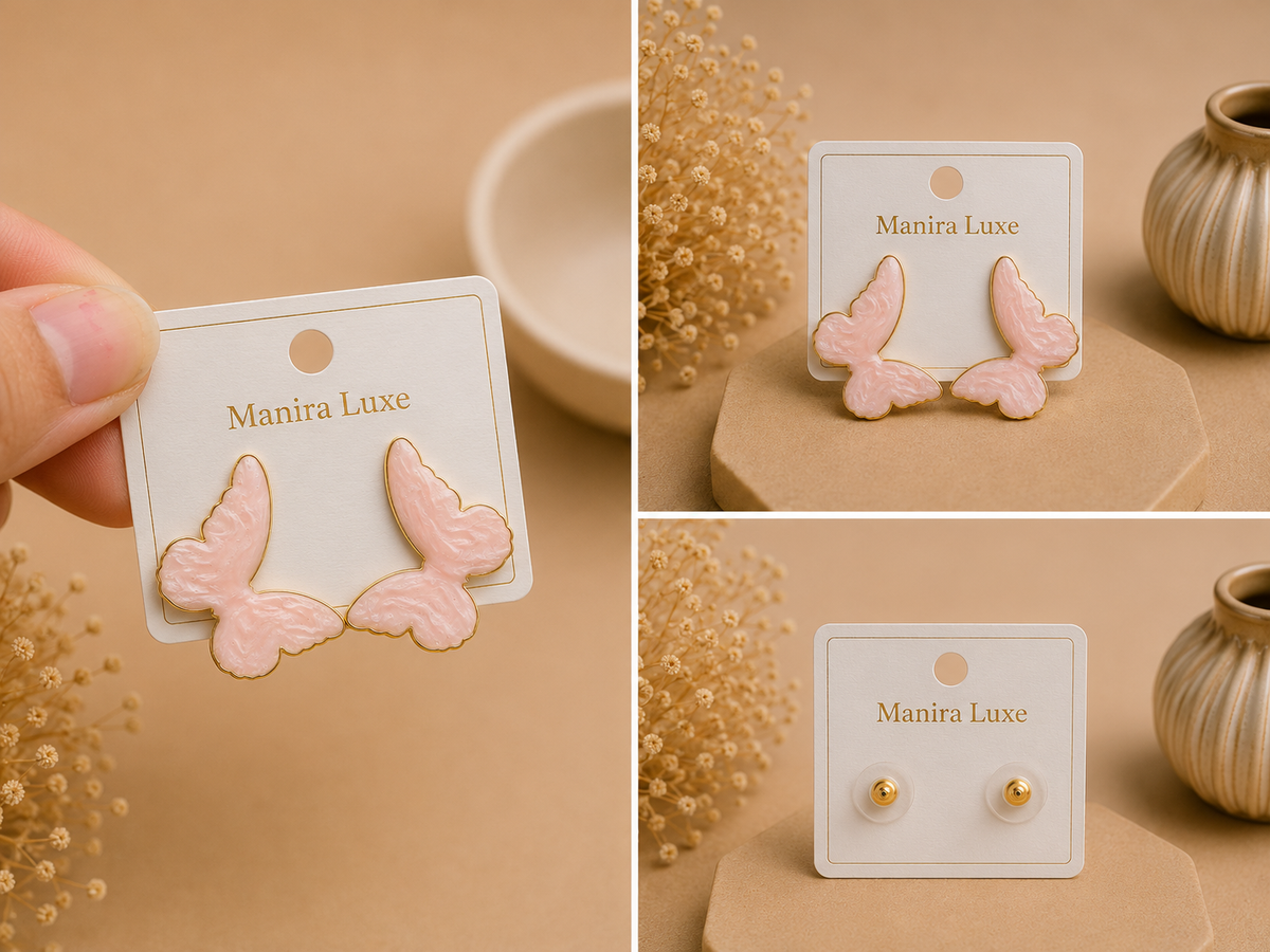 Peach Butterfly Studs