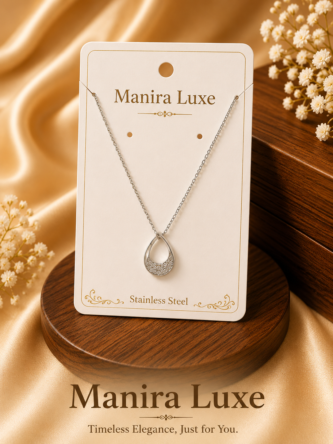 Silver orbit glow pendant and chain