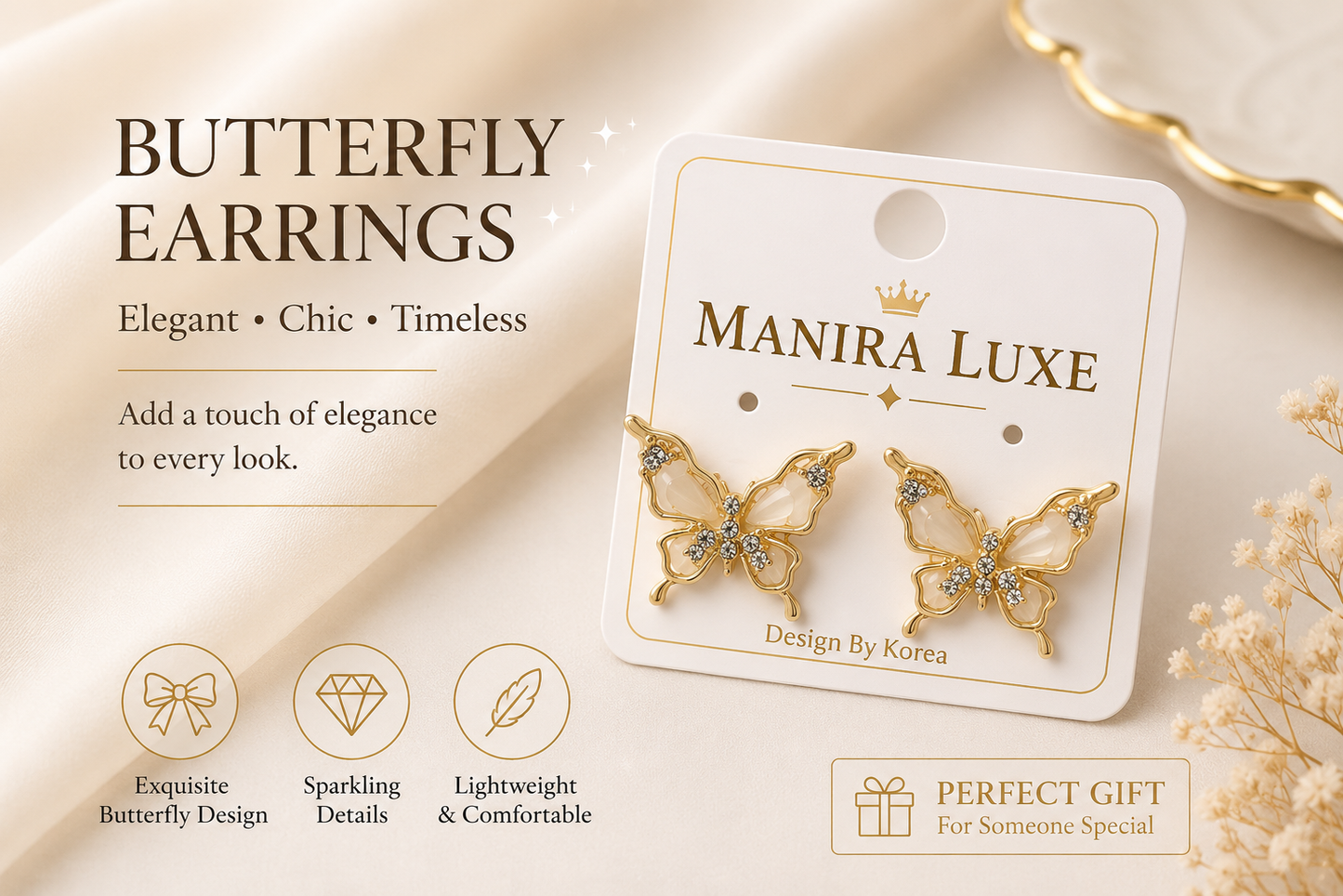Golden Butterfly Earrings