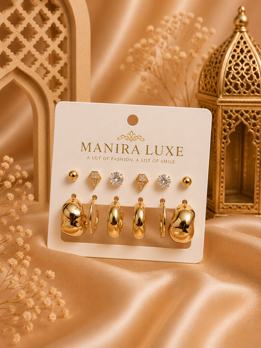 6-Pair Mixed Design Earrings Combo