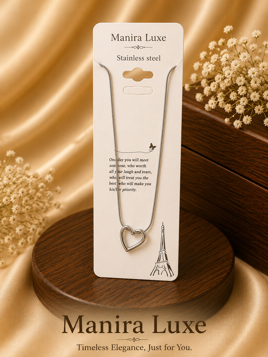 Silver heart pendant and chain