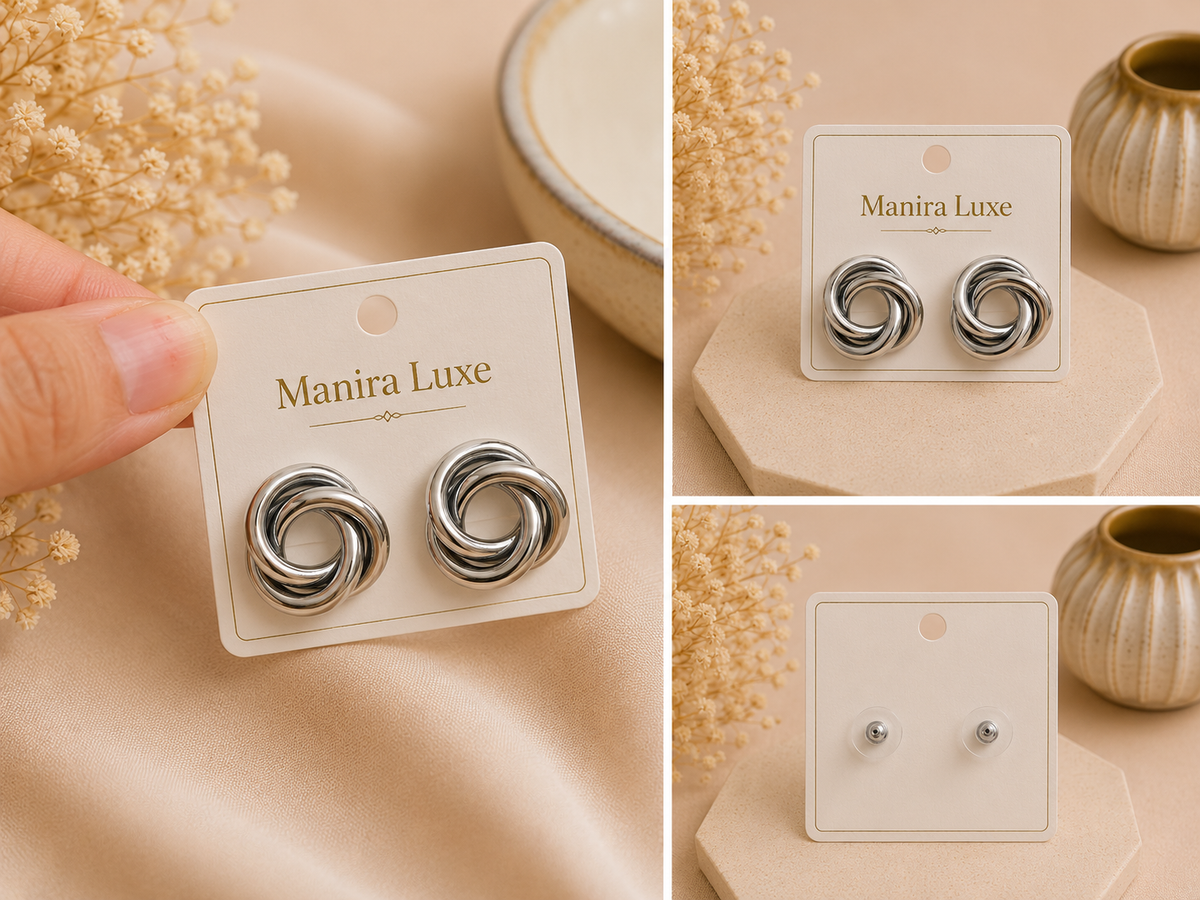 Silver Knot Stud Earrings