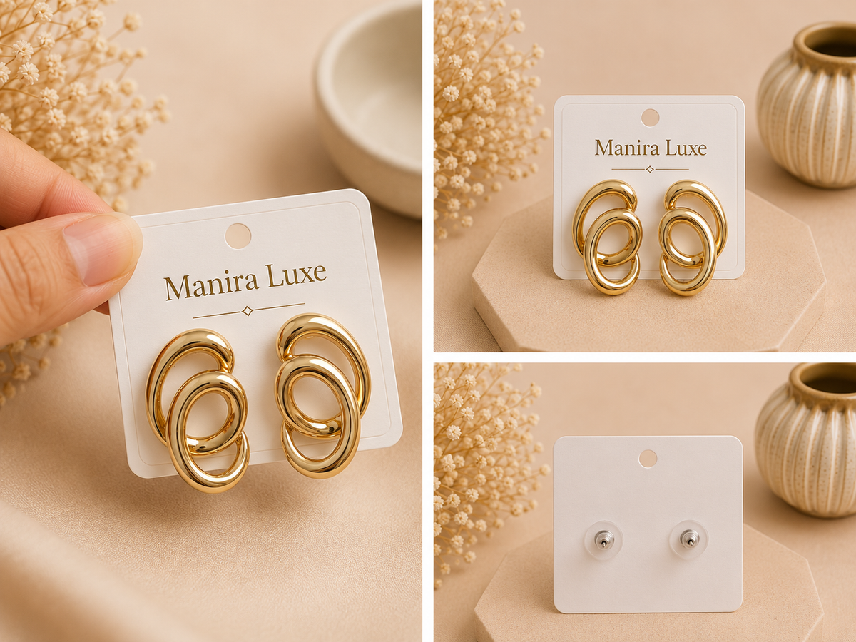 Gold Interlocking Oval Earrings