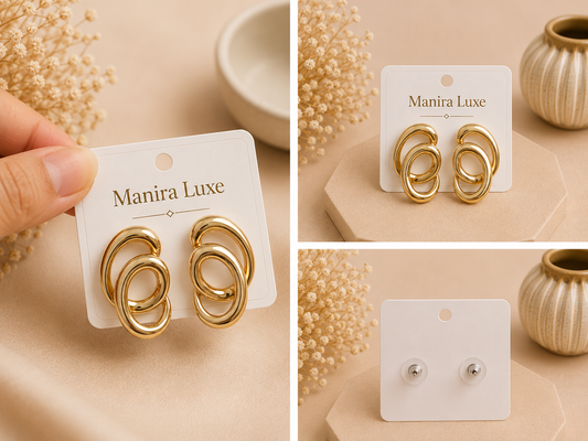 Gold Interlocking Oval Earrings