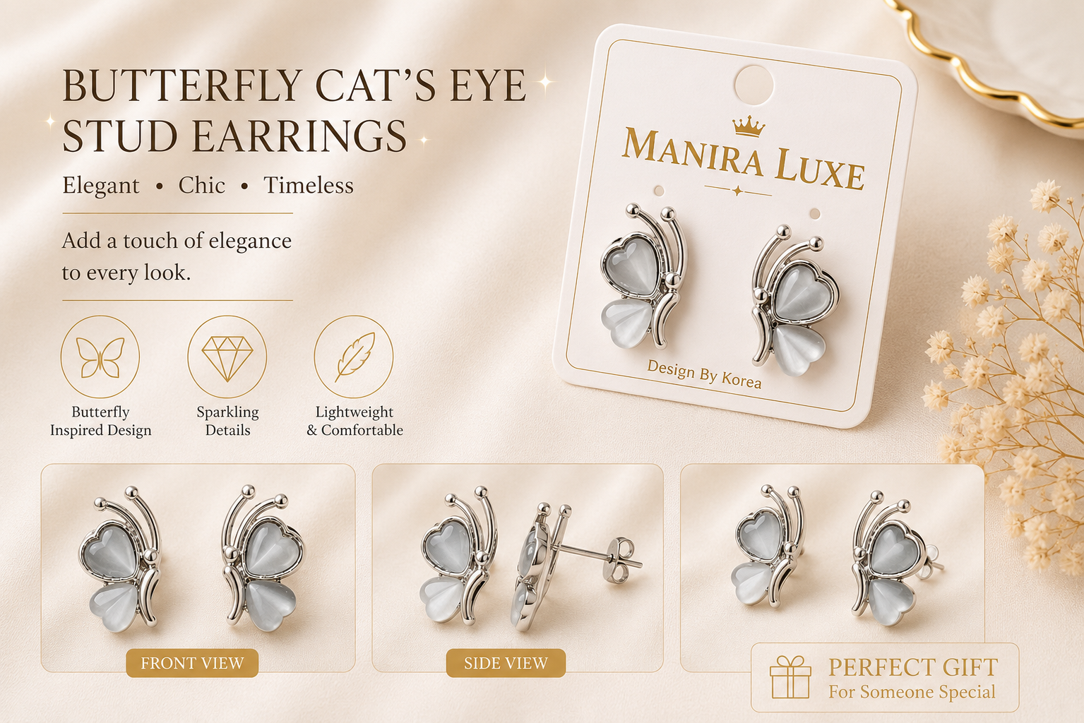 Graceful Butterfly Stud Earrings