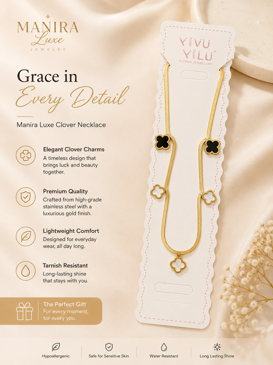 Plain chain with black and white flowers