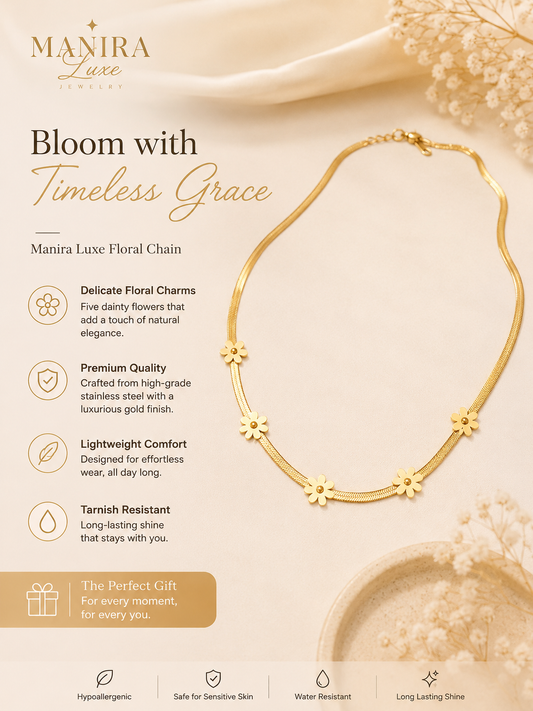 Plain snake chain with flowers