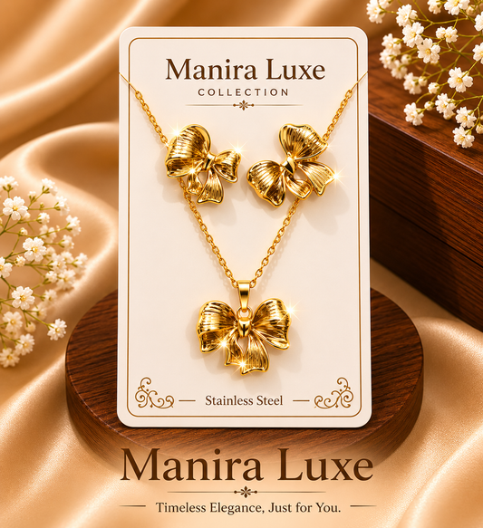 Bow style pendant and earrings
