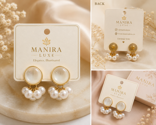 Pearl Cluster Drop Earrings