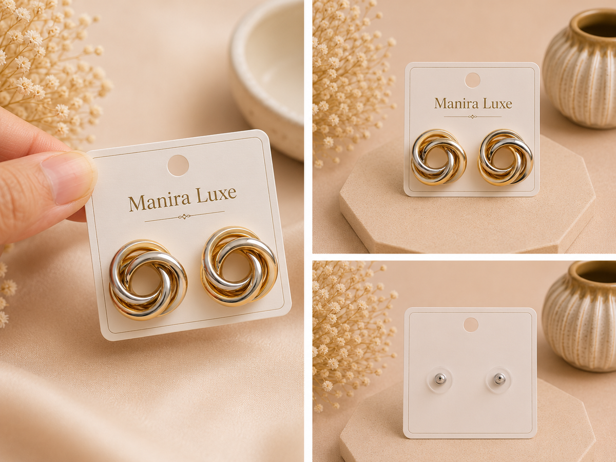 Gold Knot Stud Earrings