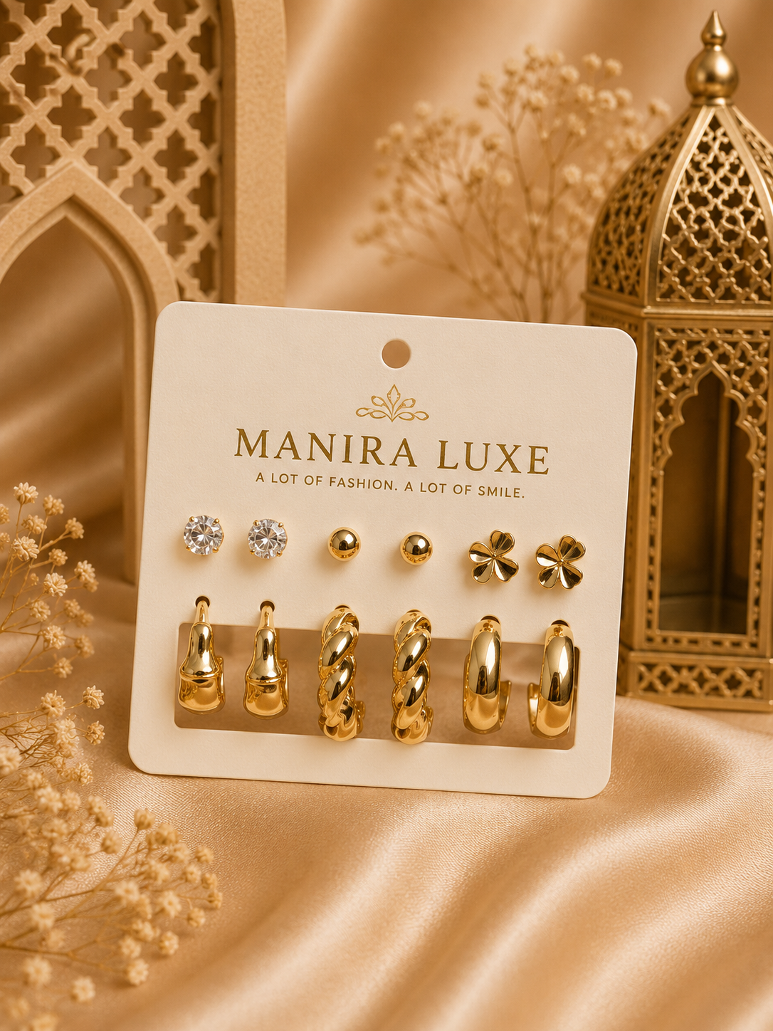 6-Pair Mixed Design Earrings Combo