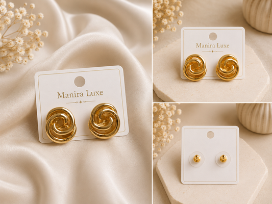 Golden Spiral Stud Earrings