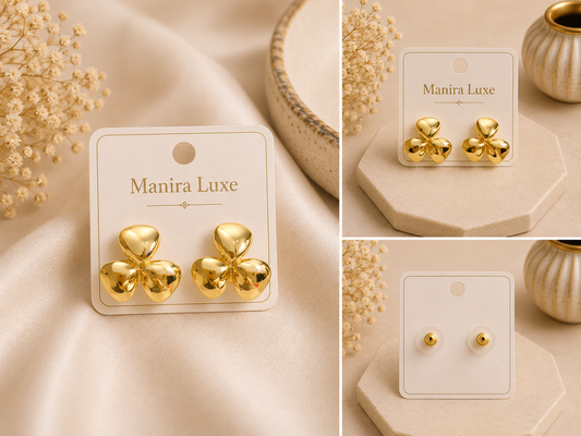 Gold Clover Stud Earrings