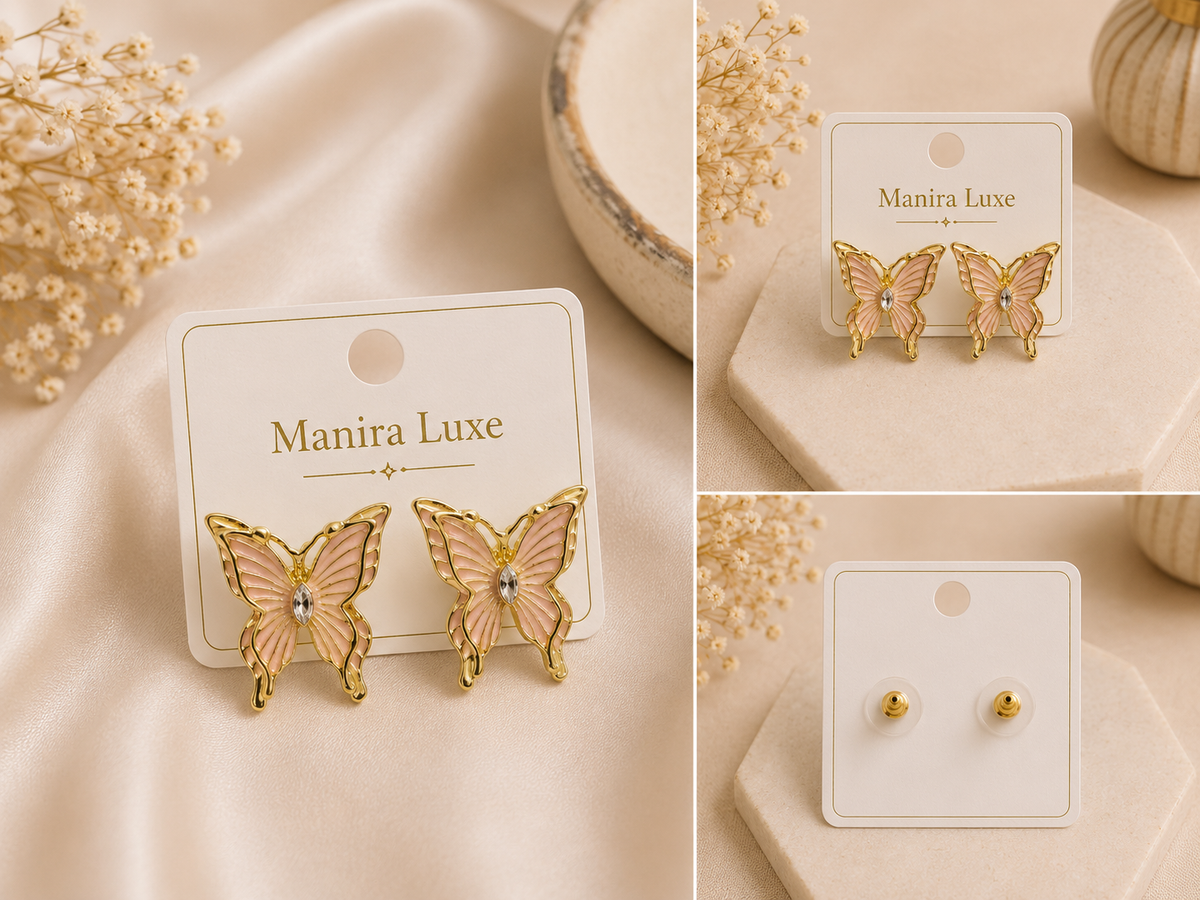 Blush Butterfly Stud Earrings